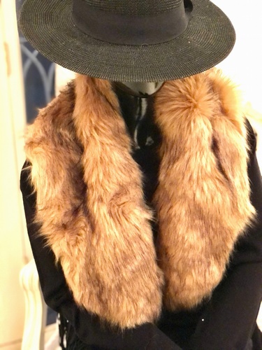 Faux Fur Wrap Two Tone Camel