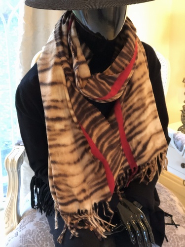 Zebra print Red Stripe Scarf