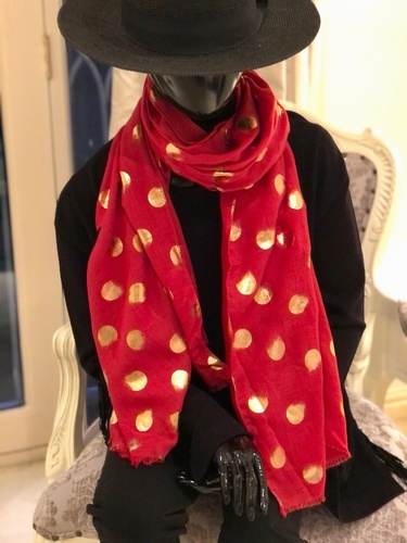 Rose Gold Faded Dots Scarf  Red