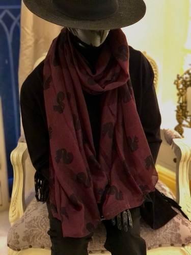 Squirrel  Design Scarf Deep Wine