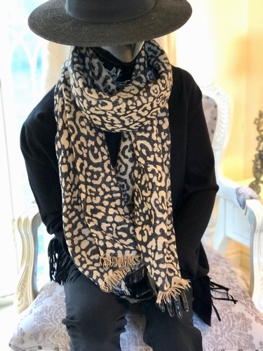 Giraffe Design Mix Scarf Black/ Camel
