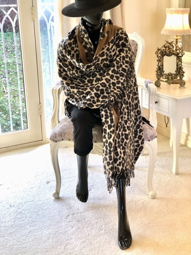 Thick Leopard Print Wrap Camel Stripe