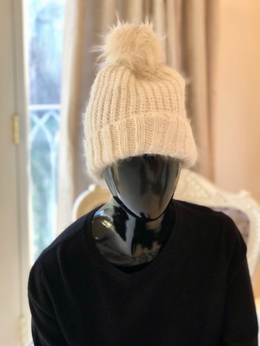 Sequin Pom Hat Winter White