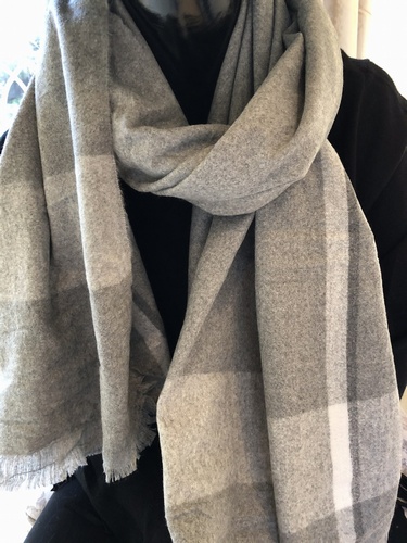 Tartan Edge Scarf Grey