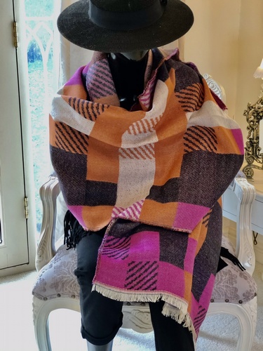 Tartan Patch Scarf Wrap  Multicolour