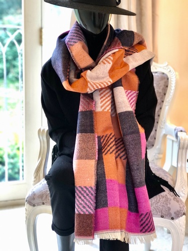 Tartan Patch Scarf Wrap  Multicolour