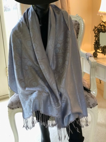 Fine Design Pashmina Silver Blue