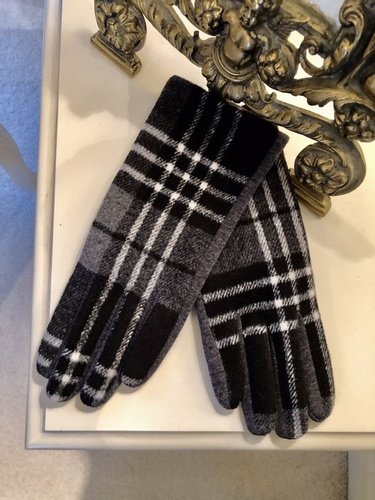 Spandex Gloves Grey Check
