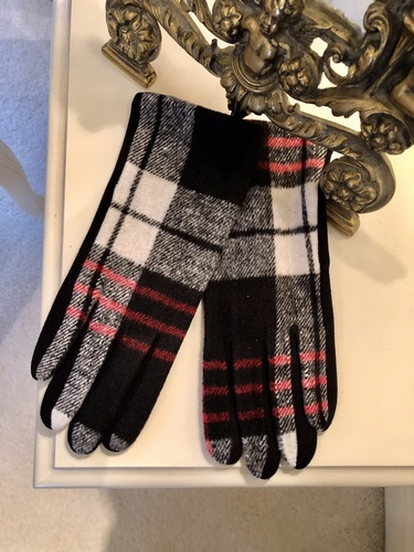Spandex Gloves Check White/ Red