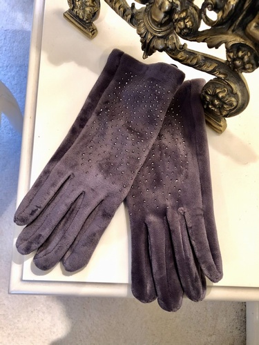 Spandex Gloves Studs Grey