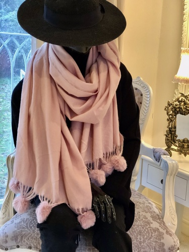 Super Soft Pom Scarf Pink