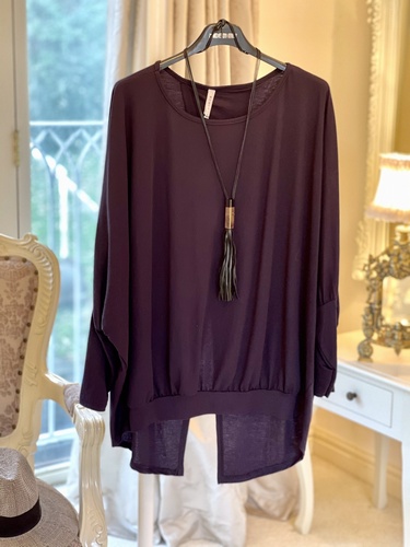 Drape Open Back Top Navy