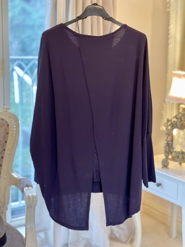 Drape Open Back Top Navy
