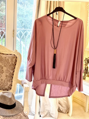 Drape Open Back Top Dusky Pink