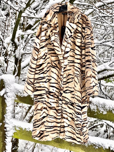Super Soft Faux Fur Coat Tiger  Print Design