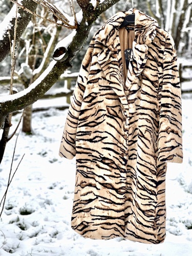 Super Soft Faux Fur Coat Tiger  Print Design