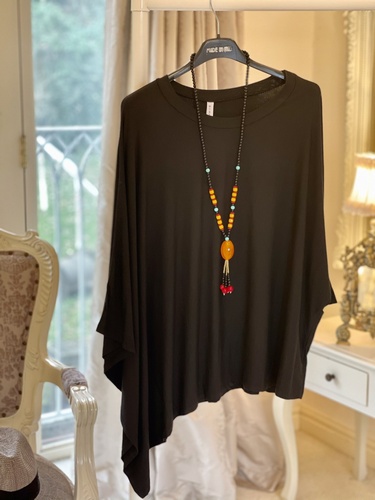 New Season Zest Asymmetrical Necklace Top Black