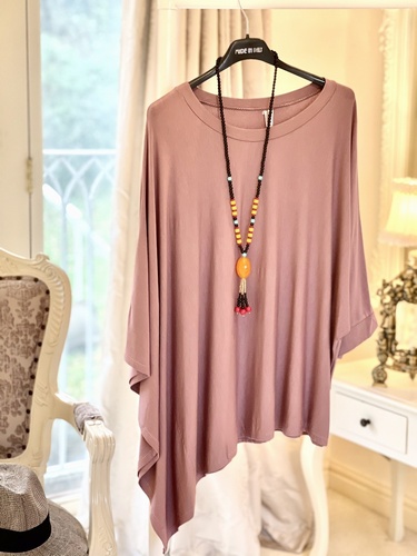 New Season Zest Asymmetrical Necklace Top Damask Rose