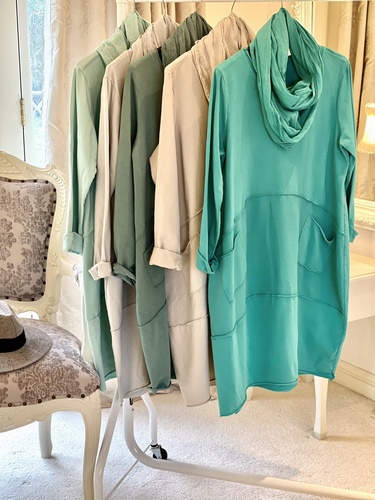 New Season Scarf Tunic Dress Khaki Green