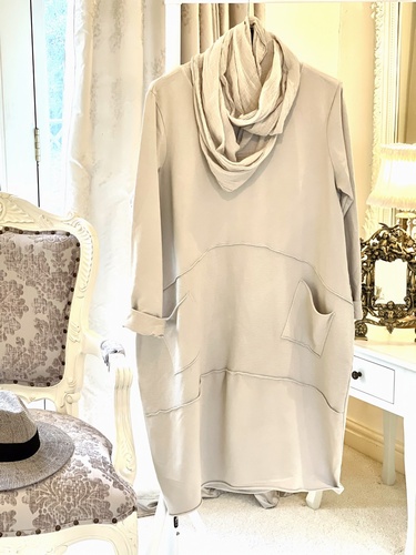 New Season Scarf Tunic Dress Stone