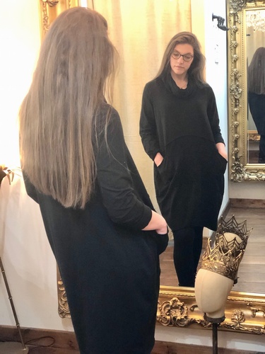 New Season Scarf Tunic Dress Black