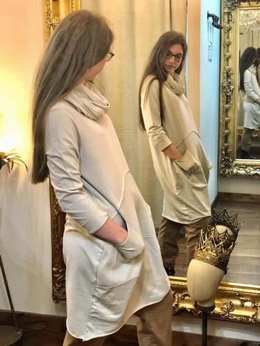 New Season Scarf Tunic Dress Stone