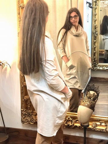 New Season Scarf Tunic Dress Stone